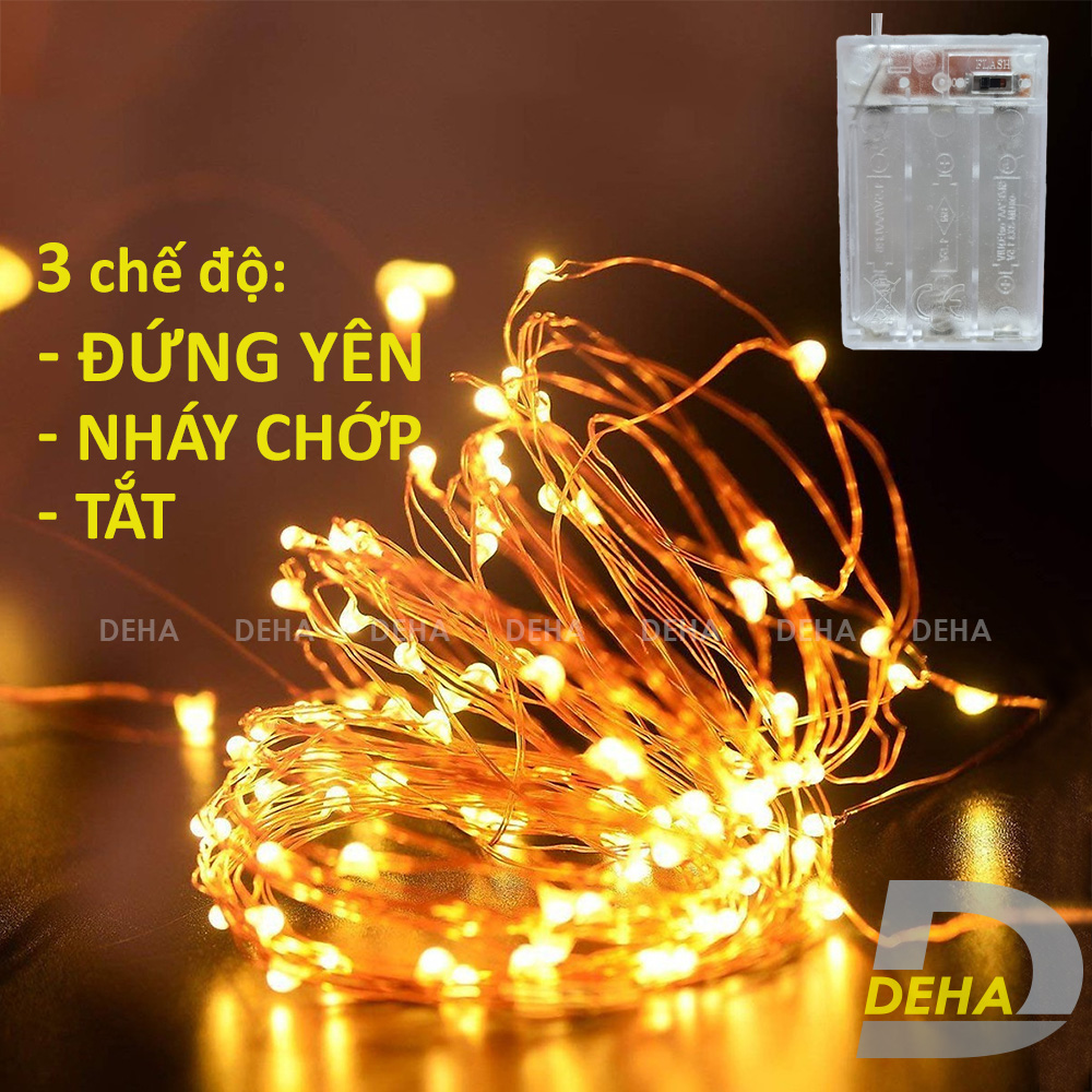 Dây đèn nháy Led đom đóm trang trí pin dây bóng đèn nháy cao cấp decor nhà cửa, lễ tết, lều trại du lịch, fairy light cao cấp