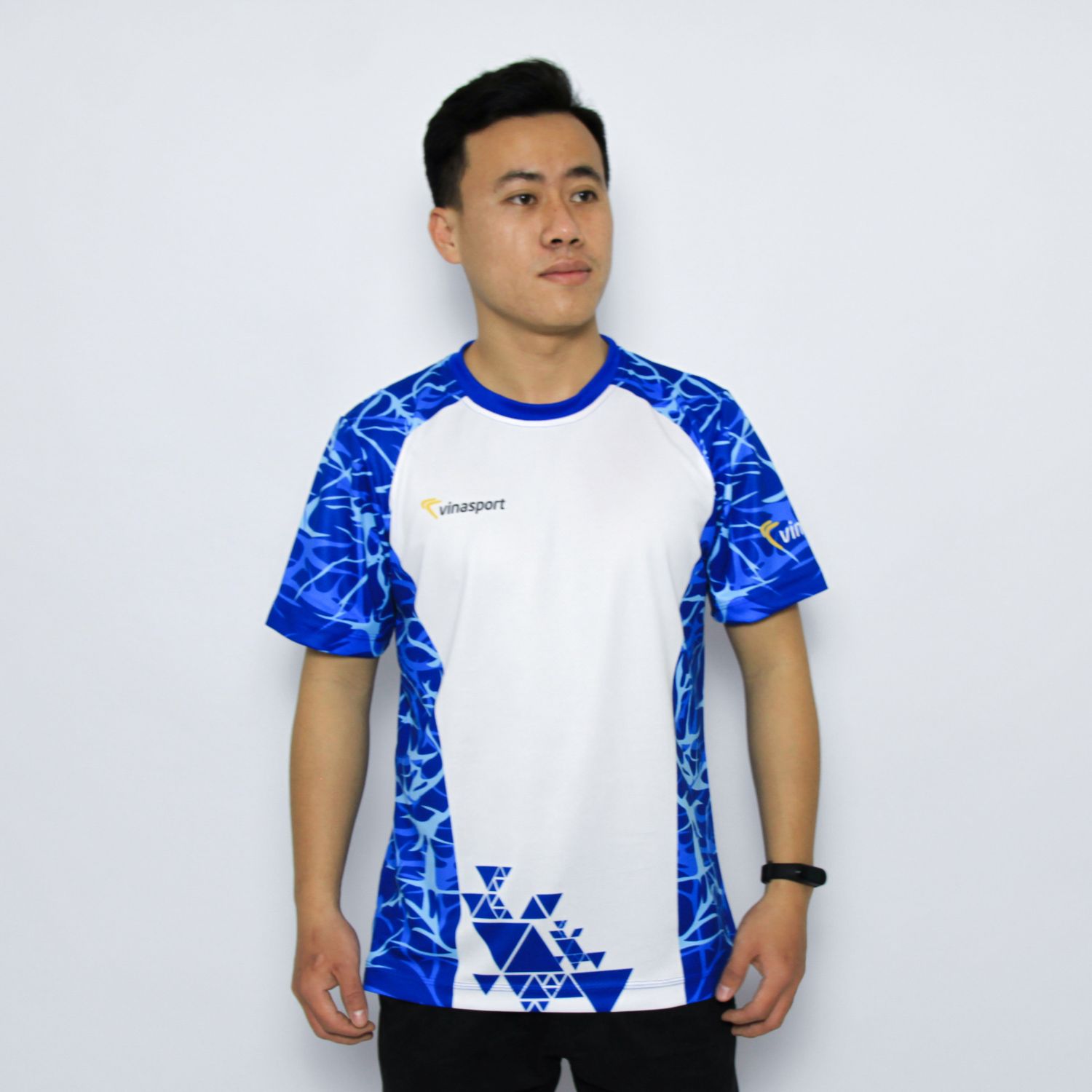 Áo thun chạy bộ Vinasport Marathon Snow Blue