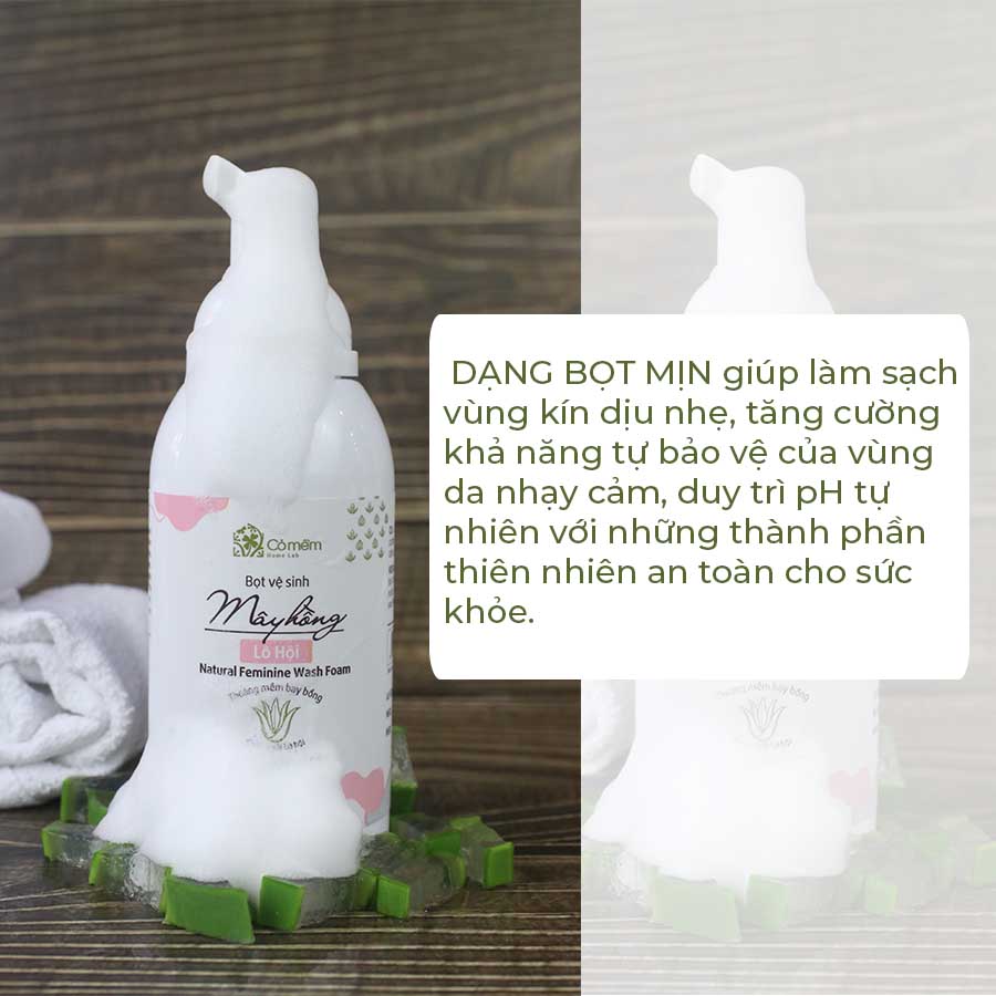 Bọt Vệ Sinh Phụ Nữ Mây Hồng Lô Hội Hương Hoa Hồng Anh Giảm Viêm Ngứa Cỏ Mềm 150ml