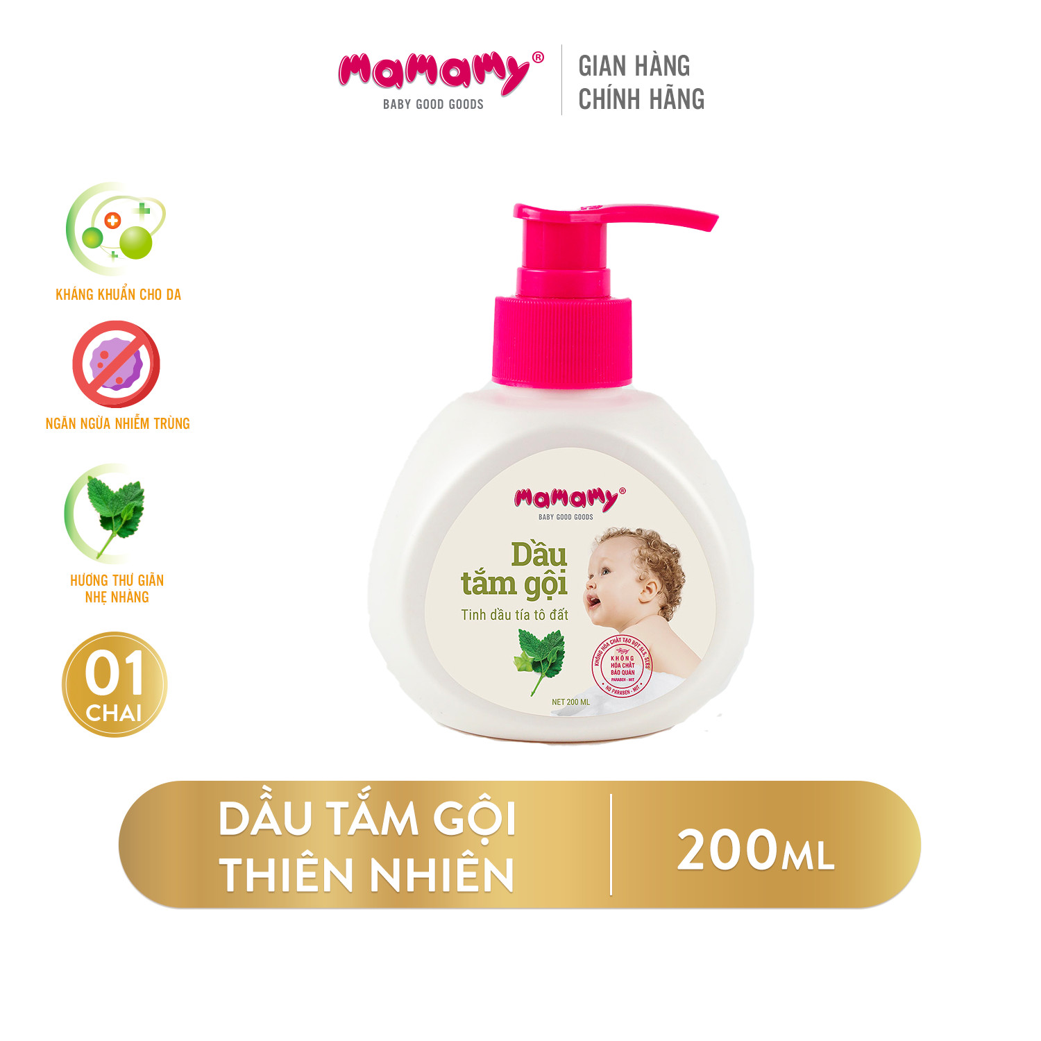 Dầu Tắm Gội Thiên Nhiên Mamamy 200ml