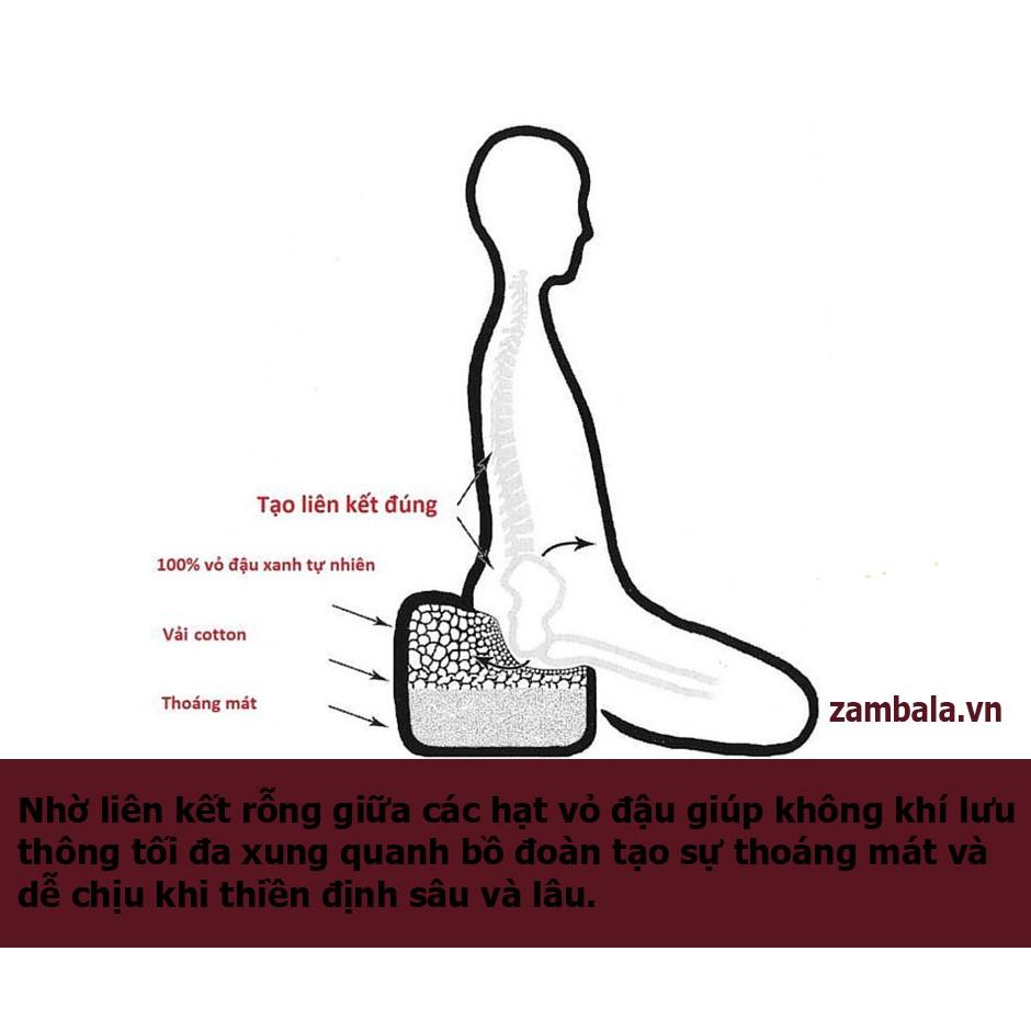 Bồ đoàn, nệm ngồi thiền chữ V, ruột vỏ đậu xanh - Zambala