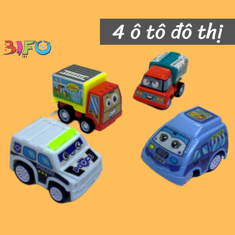 Bộ xe ô tô đồ chơi mini cho bé có dây cót chạy nhỏ nhắn xinh xắn tổng hợp rất nhiều loại xe khác nhau