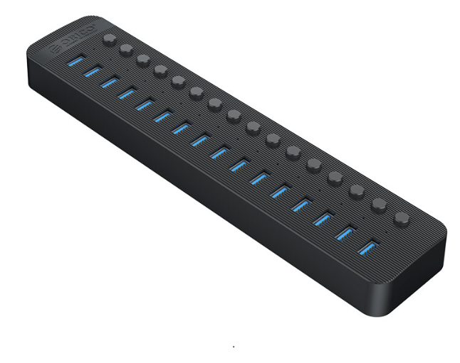 Bộ Chia USB HUB 16 Cổng USB 3.0 Với Các Công Tắc Riêng Lẻ ORICO CT2U3-16AB-EU-BK-BP (Có Adaptor)  màu đen -  Hàng Chính Hãng