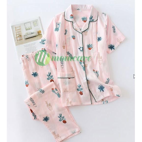 Bộ đồ bầu, sau sinh cho con bú ti - Pijama thô đũi cực mát