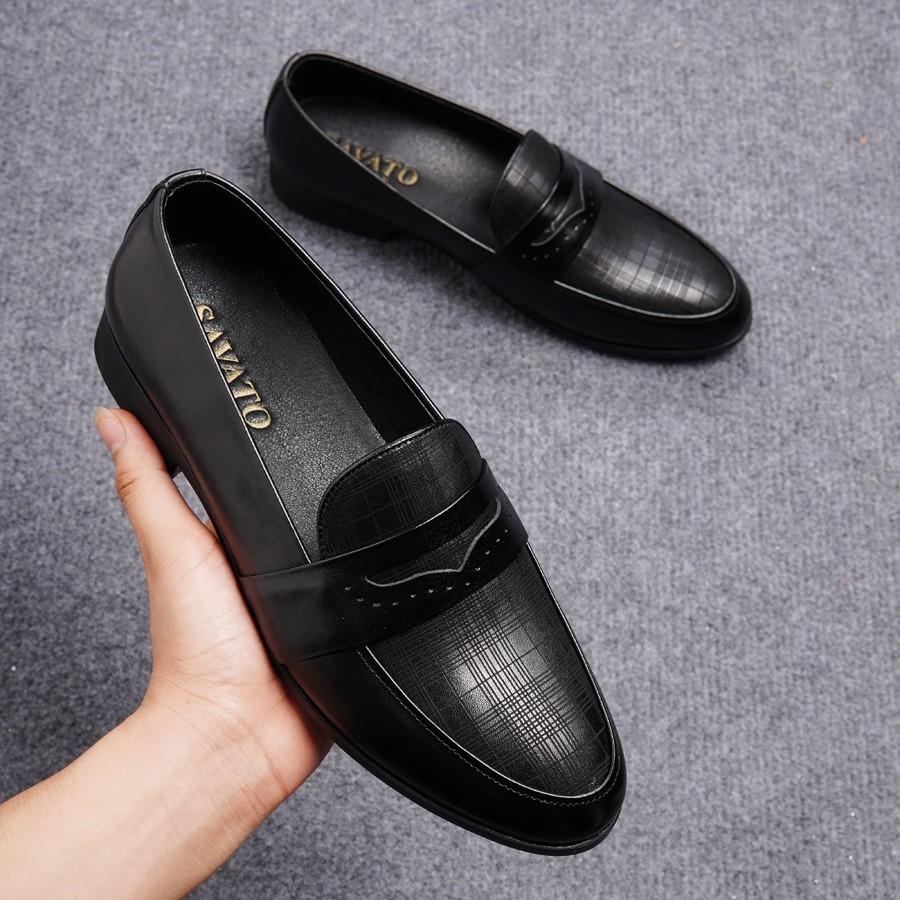 Giày lười cao cấp nam da bò TN05 màu đen