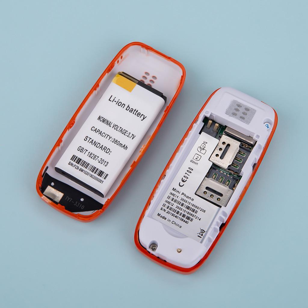 2xPortable Tiny Bluetooth Small Low BM10 Mobile Phone Orange
