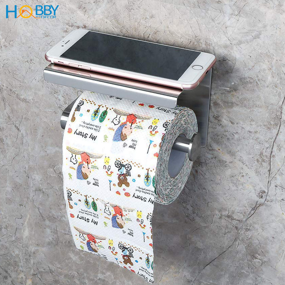 Kệ đựng cuộn giấy vệ sinh toilet có mái che nước dán tường phòng tắm Hobby Home Decor G3 kèm keo dán và đinh ốc