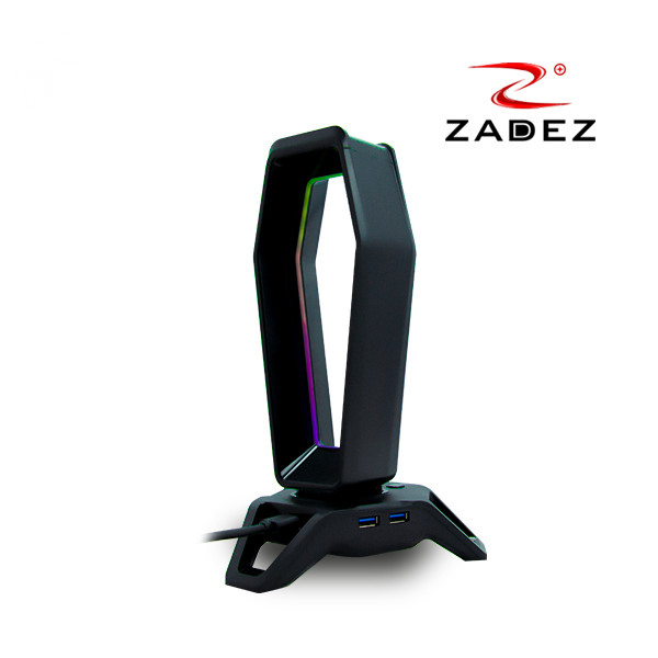 Giá treo tai nghe Gaming LED RGB Rainbow tích hợp Souncard 7.1 và 3 cổng USB 3.0 mã ZHS 702G Zadez tặng kèm miếng lót chuột da 26x21 cm - Hàng chính hãng