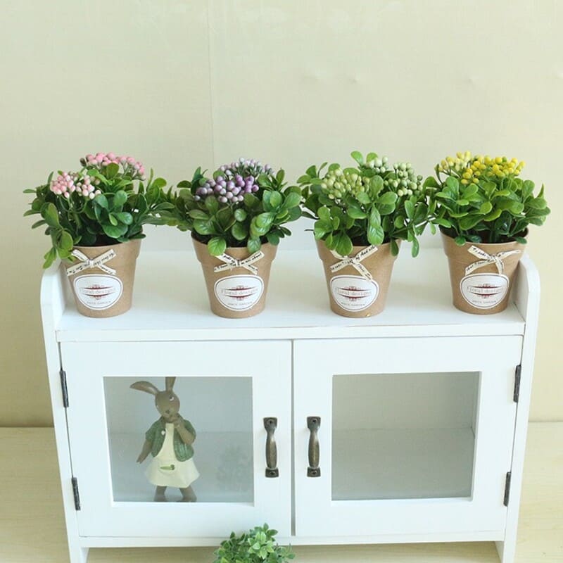 Chậu hoa mini trang trí deocor để bàn làm việc, bàn học xinh