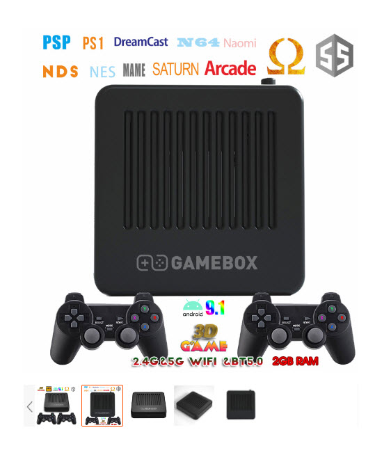 Máy chơi game Gamebox G11 2022 Dual boot Android/Linux - 2 TAY CẦM KHÔNG DÂY – Chơi game PSP/PS1/N64/DREAMCAST/NES/SNES/GBA/GBC/MAME/ARCADE/SEGA...