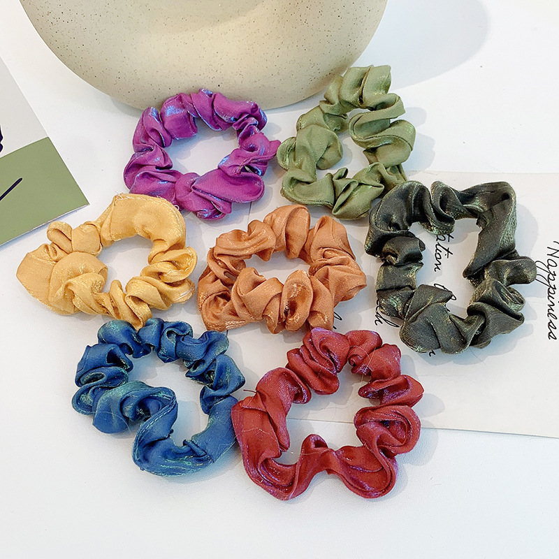 Sét 2 dây buộc tóc Scrunchies lụa kim tuyến HD74 vòng tròn nhỏ mầu ngẫu nhiên