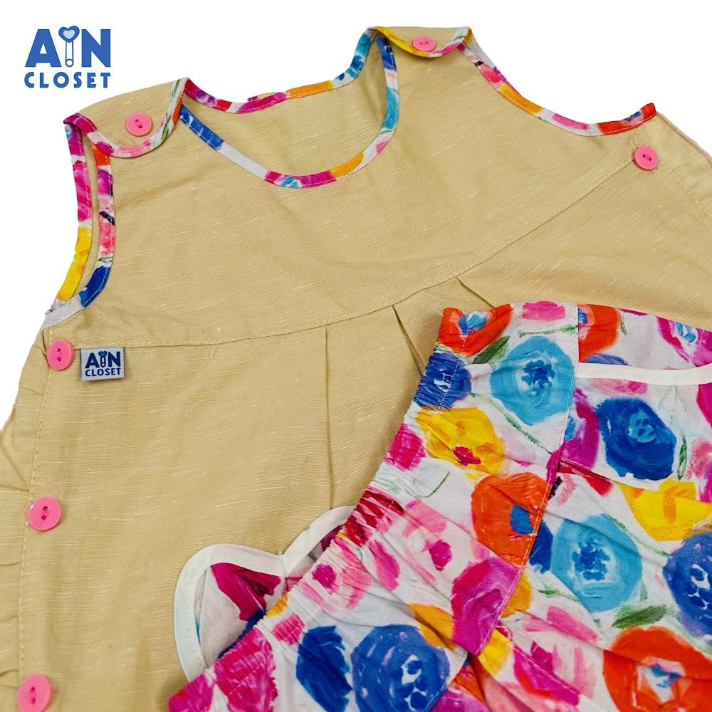 Bộ quần áo Lửng bé gái hoạ tiết Hoa Túi Tim Cotton - AICDBGUKIHOM - AIN Closet