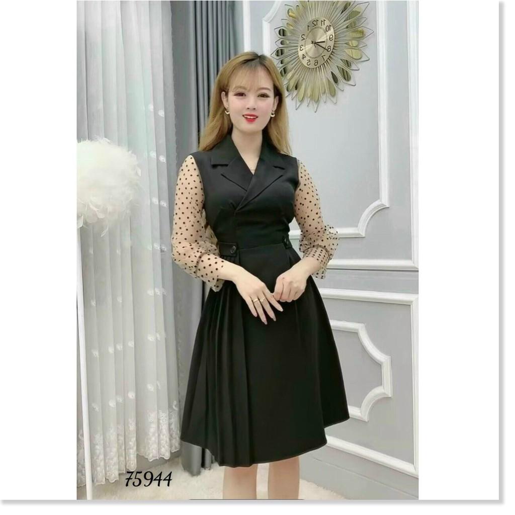 ĐẦM XÒE DỰ TIỆC TAY DÀI CHẤM BI