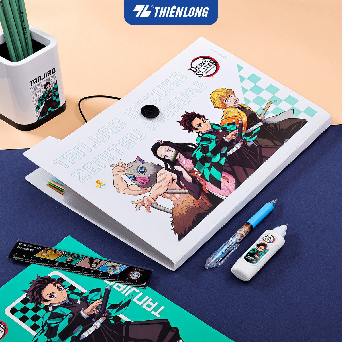 Bìa 8 ngăn hồ sơ tài liệu văn phòng - học sinh A4 Thiên Long Demon Slayer DF-006/DS