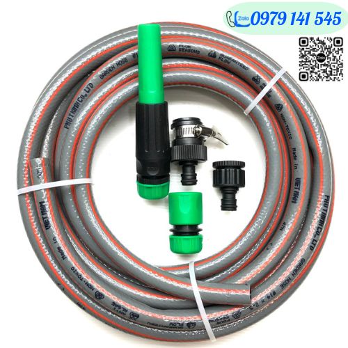 Combo vòi xịt nước tưới cây, rửa xe tăng áp đa năng kèm dây cỡ Φ14 và phụ kiện nối nhanh chất lượng cao cấp Hồng Thanh Garden
