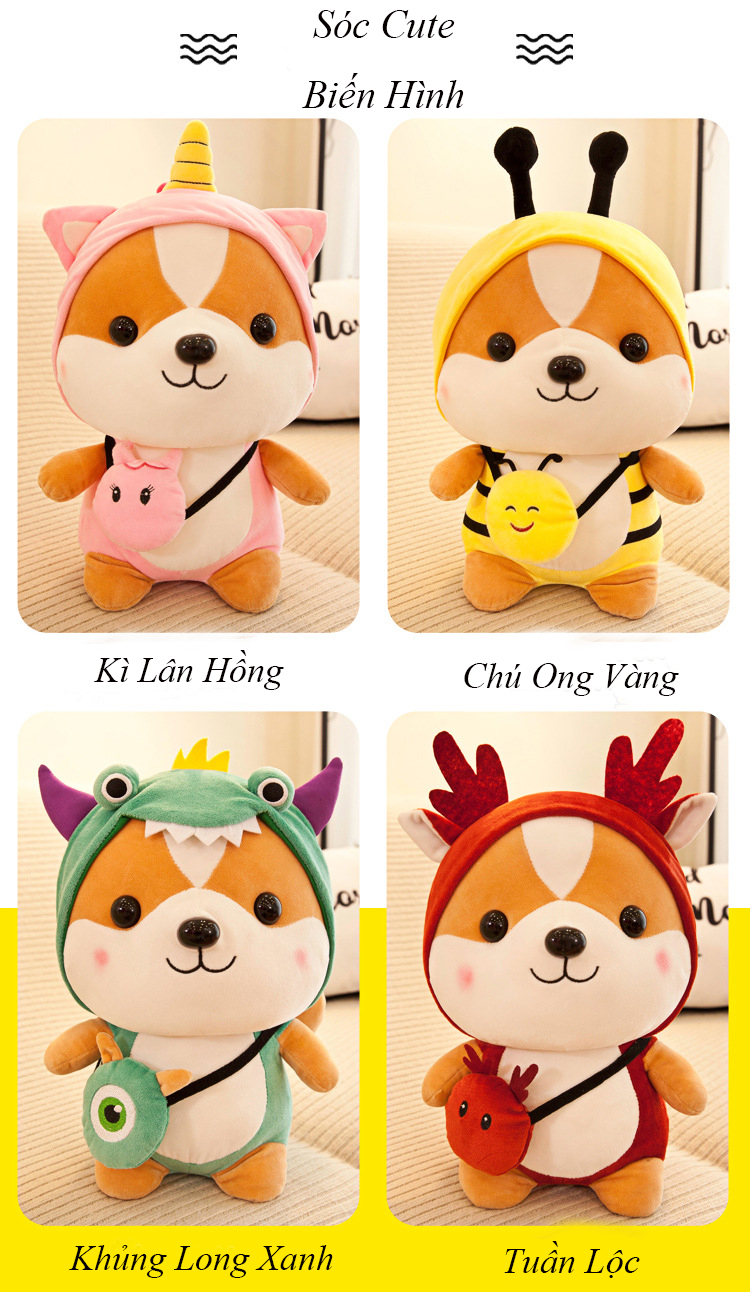 Gấu Bông Sóc Shiba Cosplay Ngộ Nghĩnh Chibi