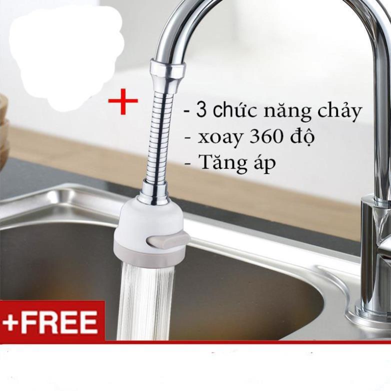 vòi nước rửa bát inox tăng áp xoay 360 độ 3 chế độ