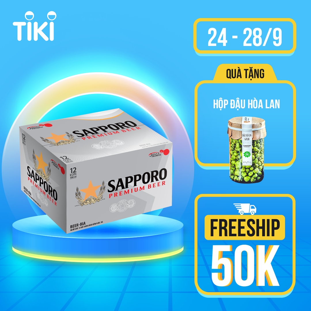 Thùng Bia Sapporo Premium - 12 lon 500ml