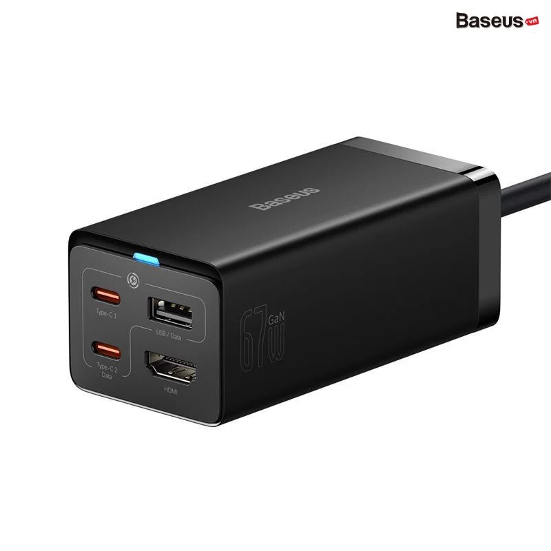 Củ Sạc Nhanh Kiêm Hub Mở Rộng Đa Năng 2 in 1 Baseus GaN5 Pro Desktop Fast Charger 1U+2C+HDMI 67W ( HDMI,Type C*2, USB*2 PD/ QC/ SCP/ FCP/ AFC/ PPS Quick Charger) - Hàng chính hãng