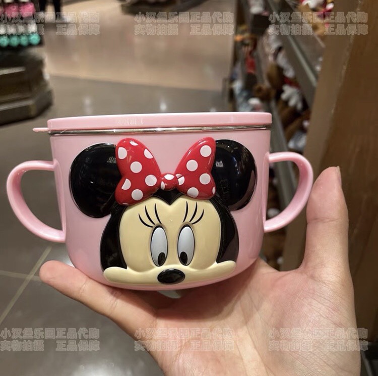 Tô inox giữ nhiệt quai cầm hình Elsa - Cars - Minnie cho trẻ em ăn uống