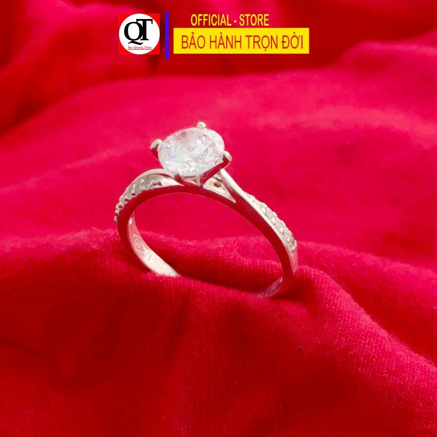Nhẫn nữ Bạc Quang Thản gắn đá cobic trắng có thể chỉnh size theo yêu cầu - QTNU22