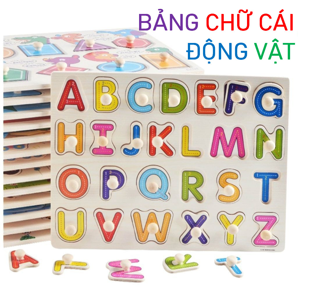 Bảng lắp ghép gỗ có núm, nhiều các chủ đề khác nhau (22.5*30cm)