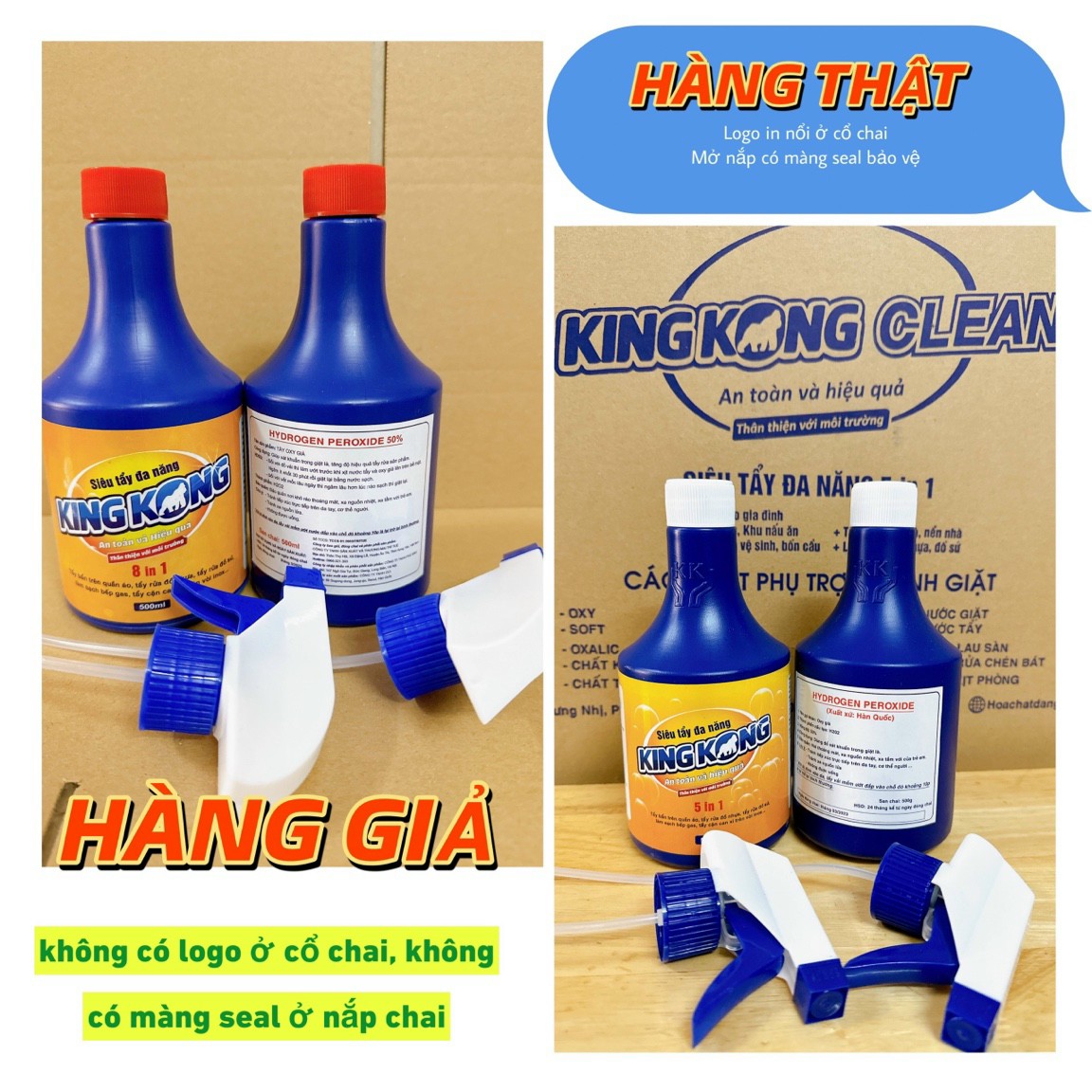 Cặp 2 Chai Tẩy Đa Năng KingKong, Tẩy Ố Mốc Ố Vàng, Làm Sạch Dầu Mỡ, Xoong Nồi, Đồ Nhựa, Toilet Hiệu Quả