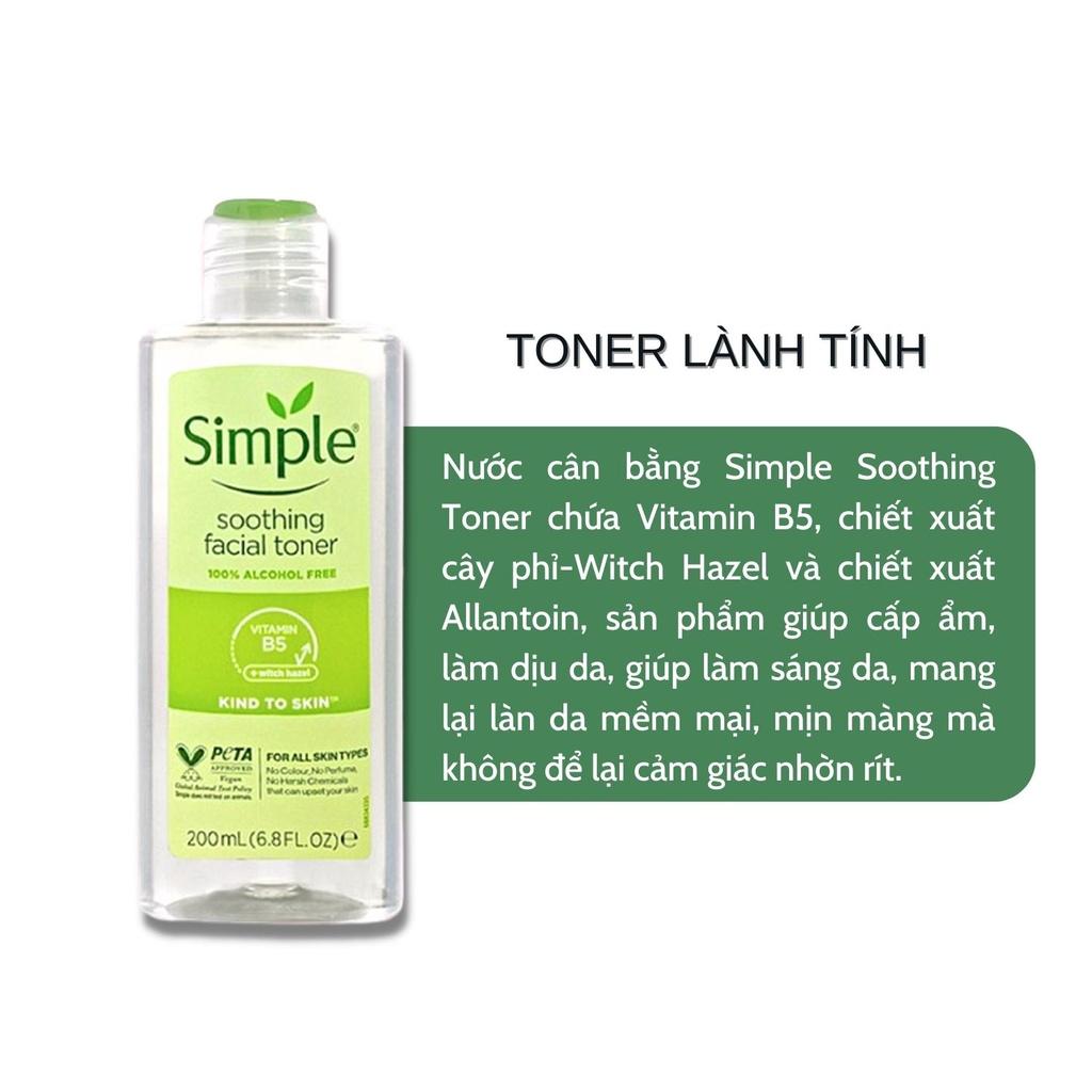 Combo 2 Simple Làm Sạch &amp; Cân Bằng Ph Da ( Sữa Rửa Mặt + Toner Nước Hoa Hồng ) 150ml &amp; 200ml/Chai