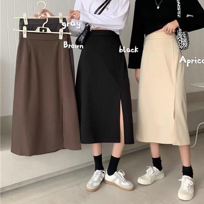Chân váy midi dài cạp cao dễ dàng mix đồ