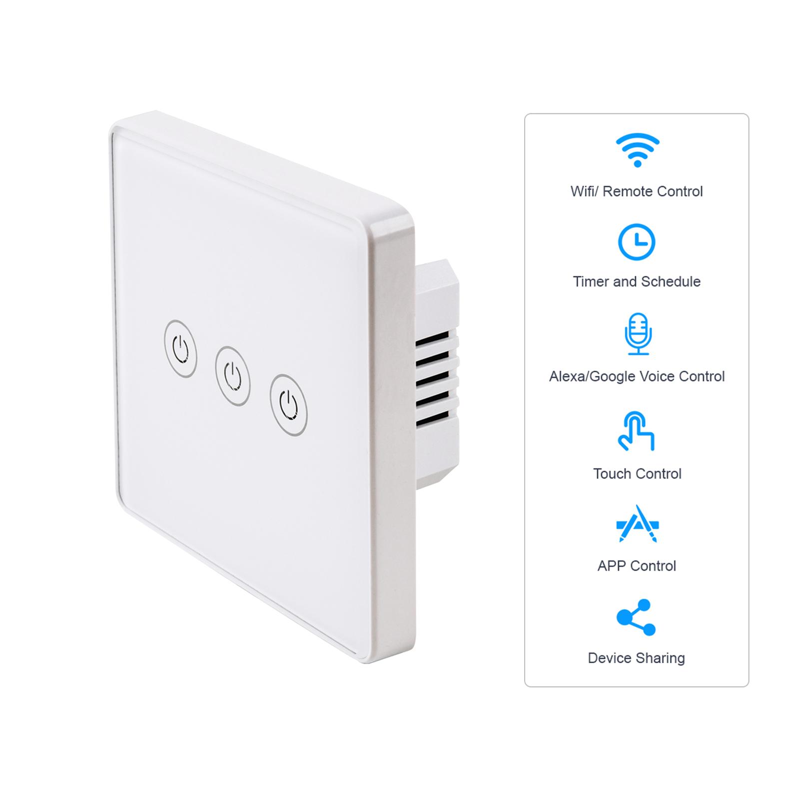 Công tắc đèn thông minh Hỗ trợ kết nối WiFi và điều khiển từ xa bằng APPvà giọng nói