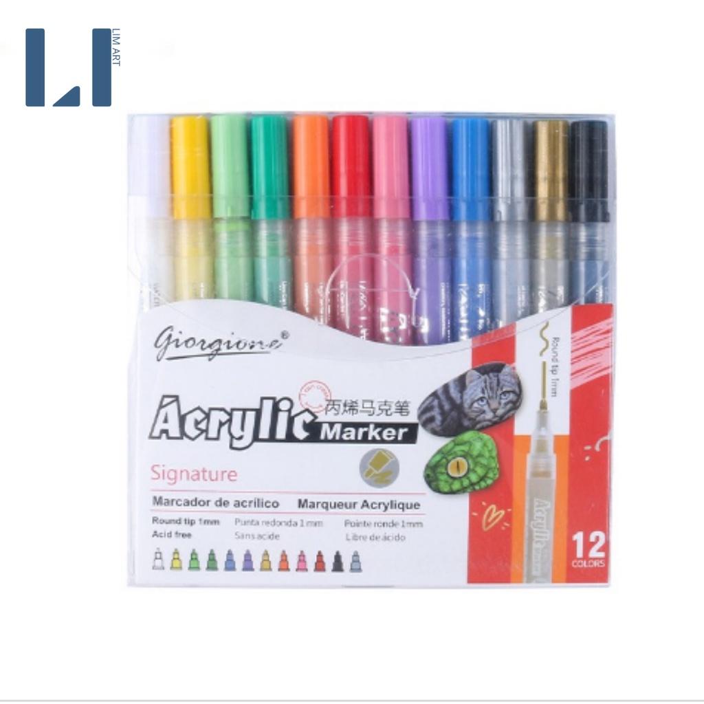 Bộ bút vẽ acrylic Giorgione 12/18 màu, vẽ trên mọi chất liệu