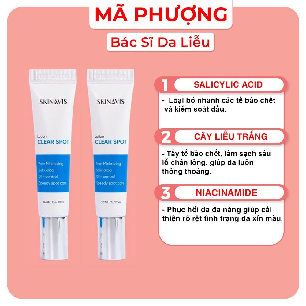 Tẩy da chết BHA SKINAVIS CLEAR SPOT Kiểm soát dầu nhờn và mụn đầu đen