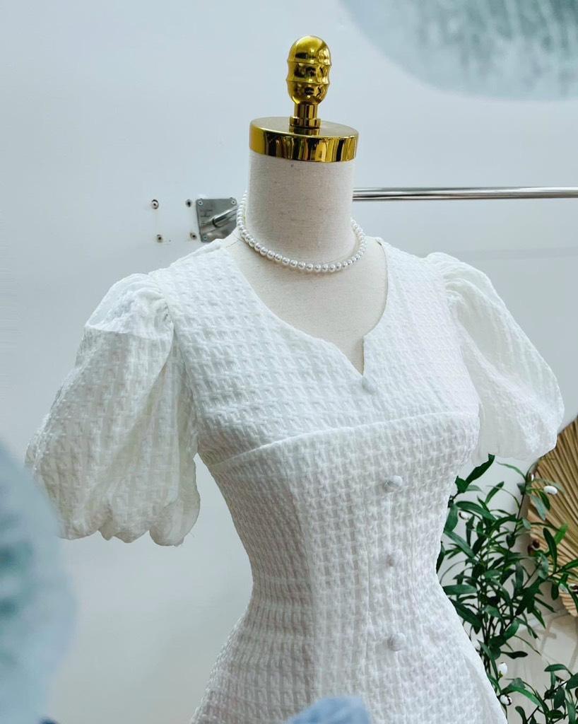 ĐẦM XÒE XỐP Ô TAY PHỒNG NÚT BỌC 13757