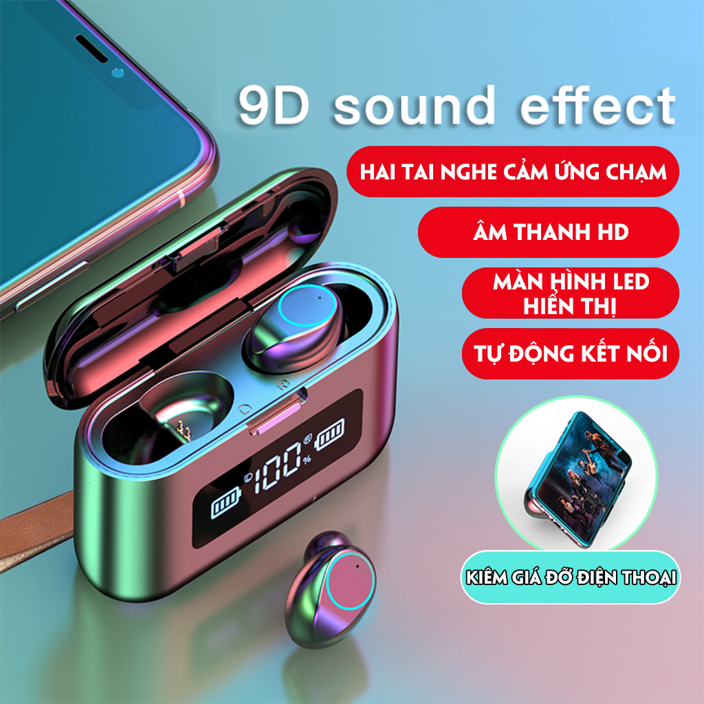 VINETTEAM BTH 281 Tai Nghe Bluetooth Không Dây Âm Thanh Nổi IX7  - Tự Động Kết Nối -Tương Thích Cao Cho Tất Cả Điện Thoại -Hàng Chính Hãng