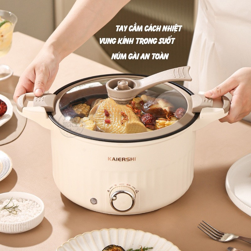 Nồi Áp Suất, Nồi Lẩu KAIERSHI Bằng Điện Size 24cm Phù Hợp Gia Đình Nhỏ, Nồi Đa Năng Nấu Nhanh Sôi Hàng Nhập Khẩu