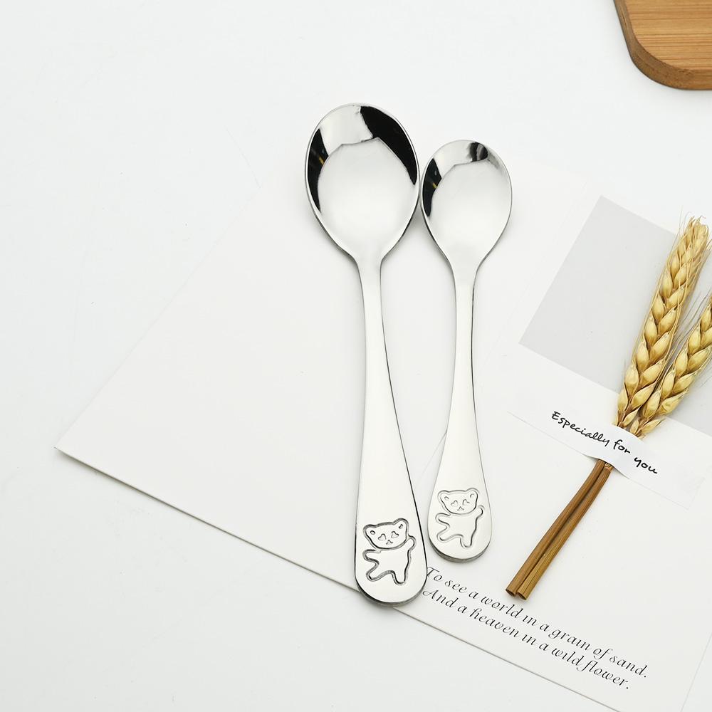 18/10 Bộ Dao Kéo Hợp Kim Inox Muỗng Cà Phê Muỗng Nĩa Bộ Ăn Dặm Cho Bé Thìa Trẻ Em Chén Ăn Cho Bé Kiềng Bạc Bộ Phụ Kiện