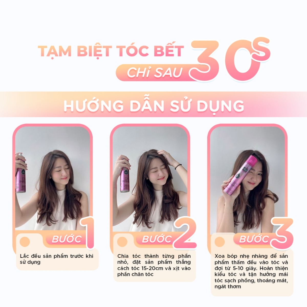 Dầu Gội Khô Girlz Only Xịt Tóc Gội Đầu Khô Dry Shampoo (Hồng) Không Bết Sạch Dầu Bồng Bềnh 100ml/Chai