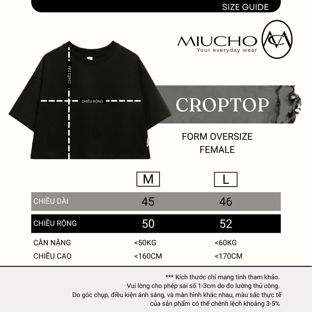 Áo croptop nữ tay ngắn cổ tròn vải thun cotton kiểu hàn quốc CR028 Miucho in hình hoạ tiết