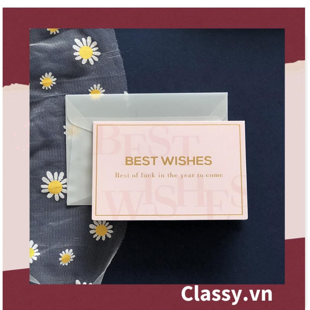 Thiệp Cổ điển Vintage tối giản, giấy art sang trọng kèm phong bì giấy lụa trong suốt và nhãn dán Sticker Classy Q679