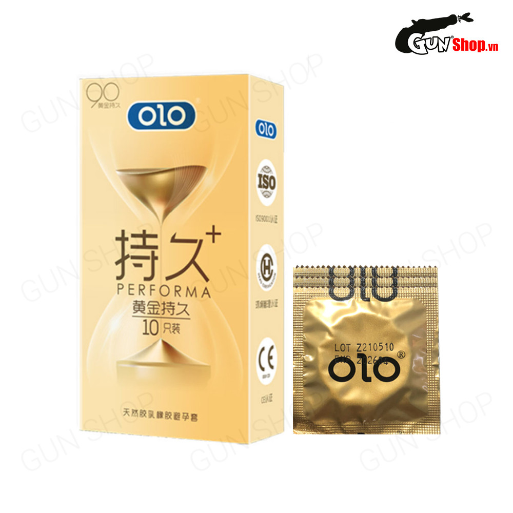 [Hộp 10 cái] Bao cao su OLO 0.01 Đồng Hồ Vàng - Kéo dài thời gian 