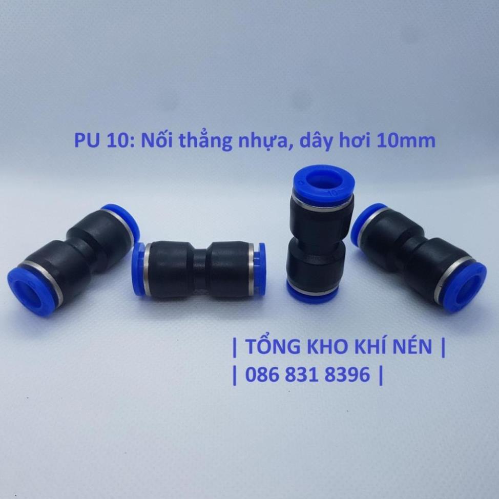 Nối thẳng 2 đầu dây hơi khí nén, phun sương, dây hơi 6mm 8mm 10 mm 12mm, PU6 PU8 PU10 PU12.