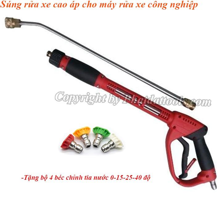 Súng xịt rửa xe cho máy rửa xe công nghiệp-Tặng kèm bộ 4 béc xịt chỉnh tia cao cấp