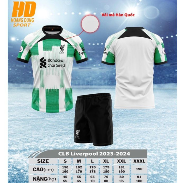Quần áo Bóng đá HD Liverpool trắng xanh 23/24 - Mẫu mới nhất