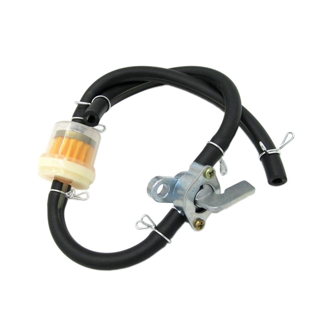 Motorcycle Scooter Gas in-Line Fuel Filter & Fuel Hose & Valve Switch 2x