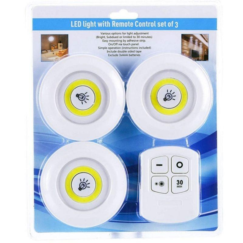 Bộ 3 đèn led cảm ứng dán tường có điều kiển