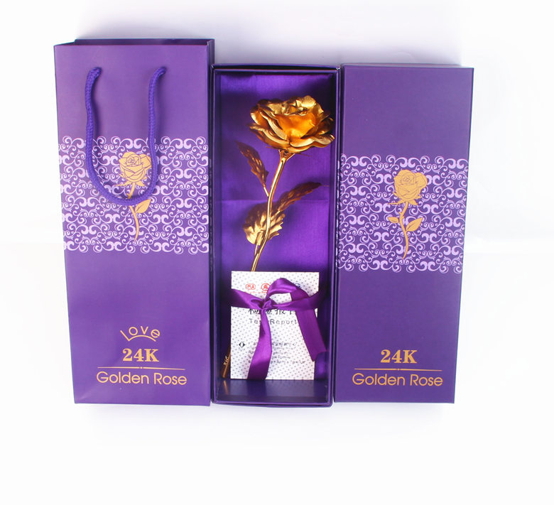 Hoa Hồng Mạ Vàng 24K Chữ Love Có Hộp Đựng Sang Trọng