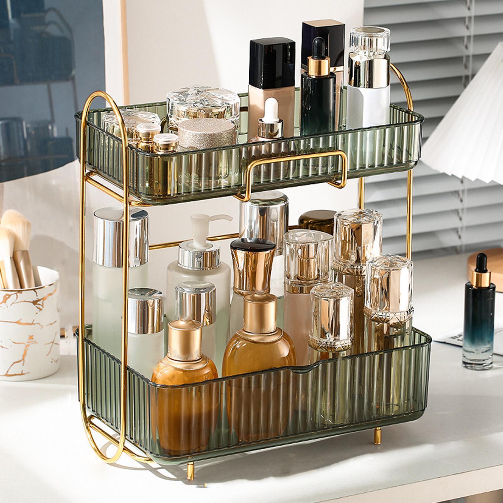 2 Tier Makeup Cosmetic Organizer Multifunctional for Bedroom Desk Countertop