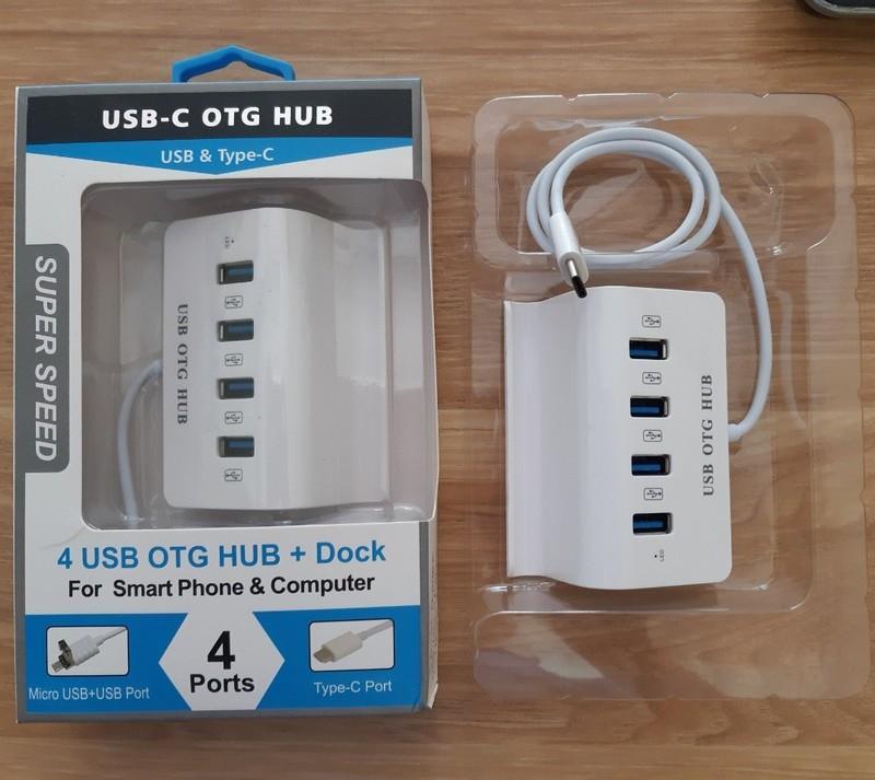 Hub USB Type-C ra 4 cổng USB kiêm giá đỡ cho Điện thoại