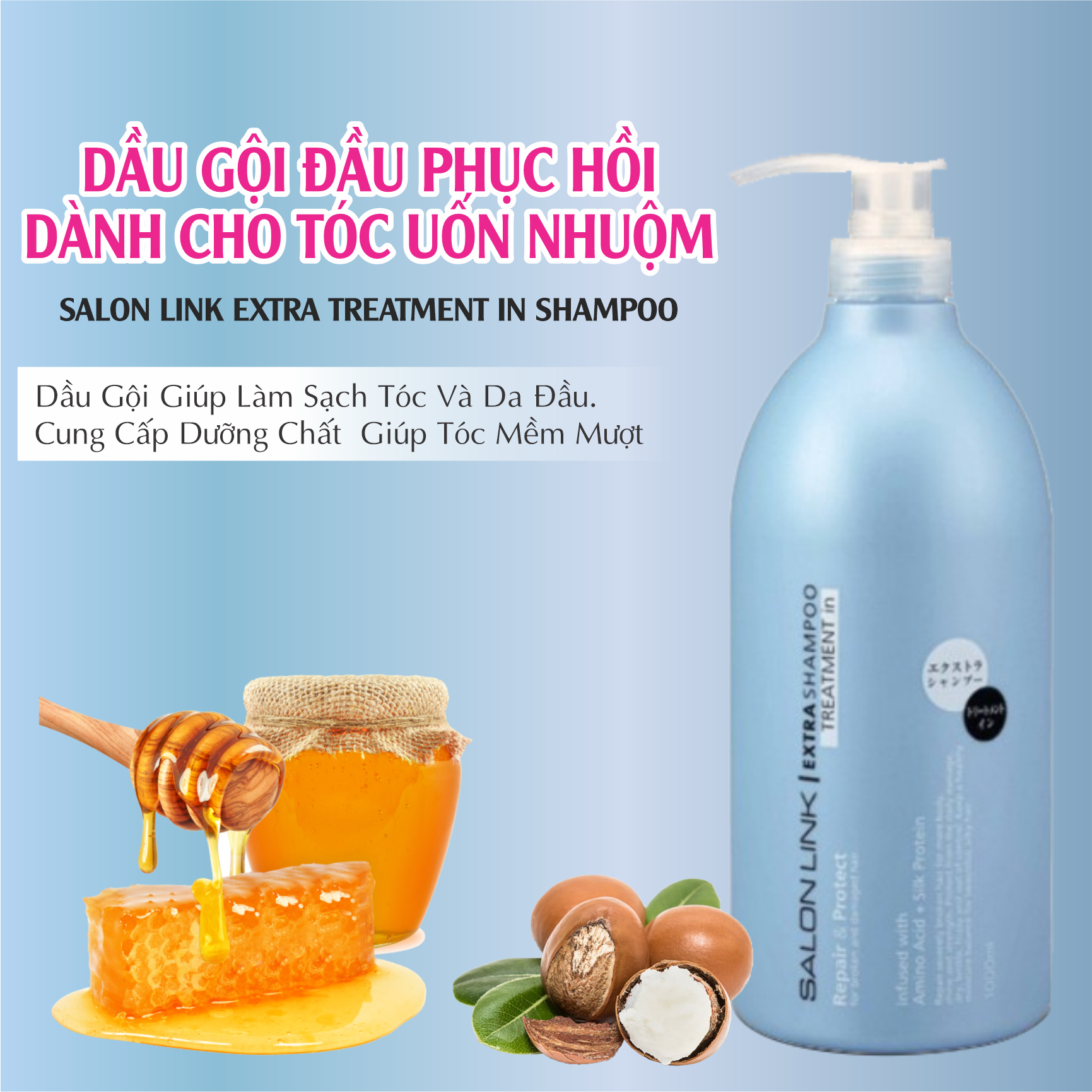 Dầu Gội Đầu Phục Hồi Tóc Uốn Nhuộm Salon Link Extra Treatment In Shampoo (Chai 1000 mL)