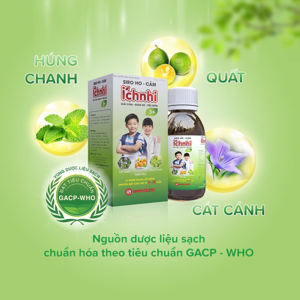 Siro ho cảm Ích Nhi 3+ chai 90ml hỗ trợ giải cảm, giảm ho, tiêu đờm, giảm sổ mũi, phòng cảm lạnh cho bé trên 3 tuổi